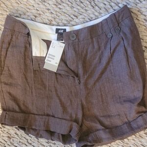 H&M Women's Brown Linen Shorts, Size 10.